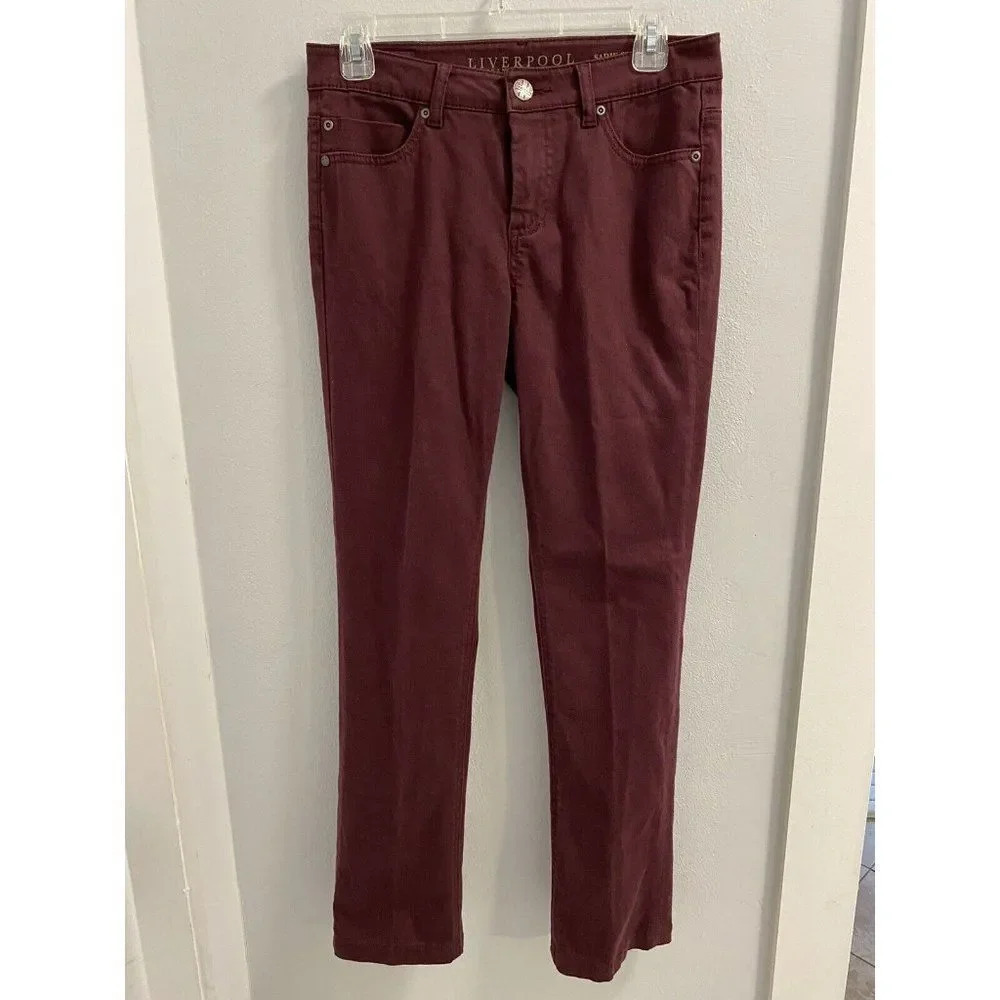 liverpool jeans company sadie straight burgundy jeans size 28/6 - Pre Owned